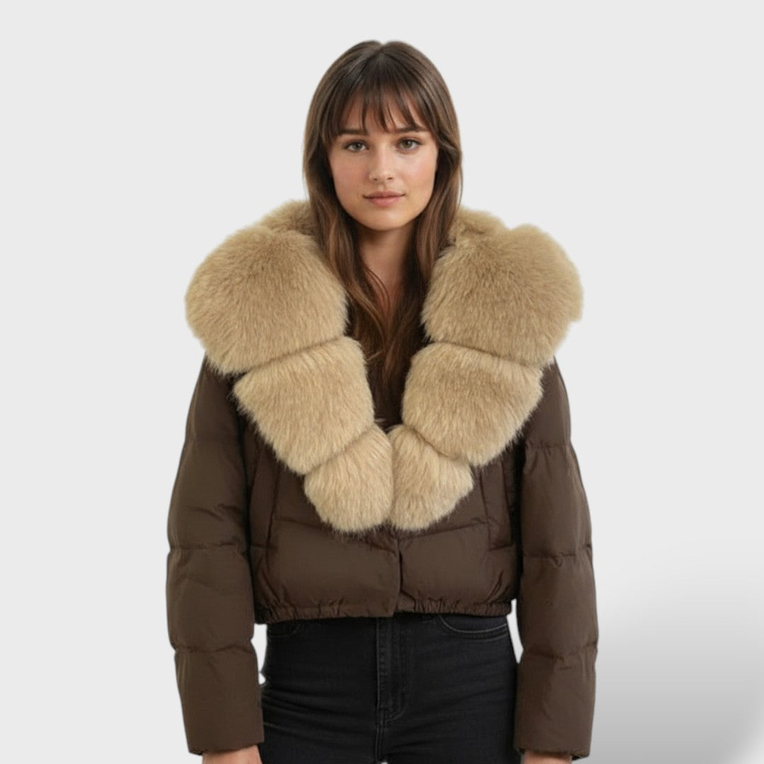 Chaqueta de Invierno Mujer con Cuello de Piel