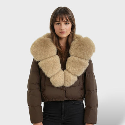Chaqueta de Invierno Mujer con Cuello de Piel
