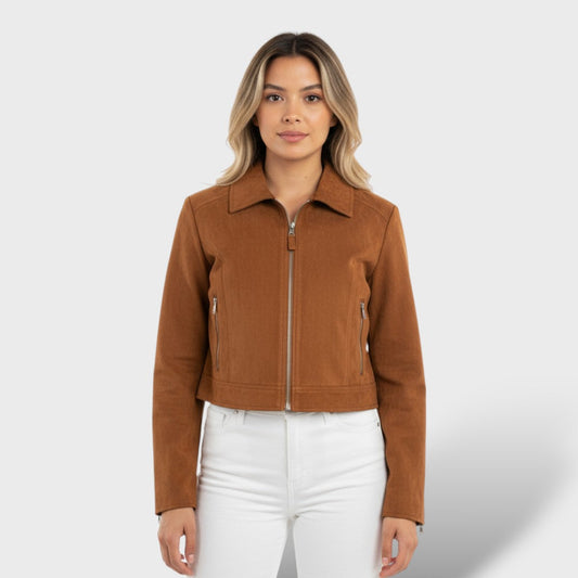 Chaqueta corta de ante vintage mujer