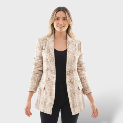 Blazer a cuadros elegante mujer