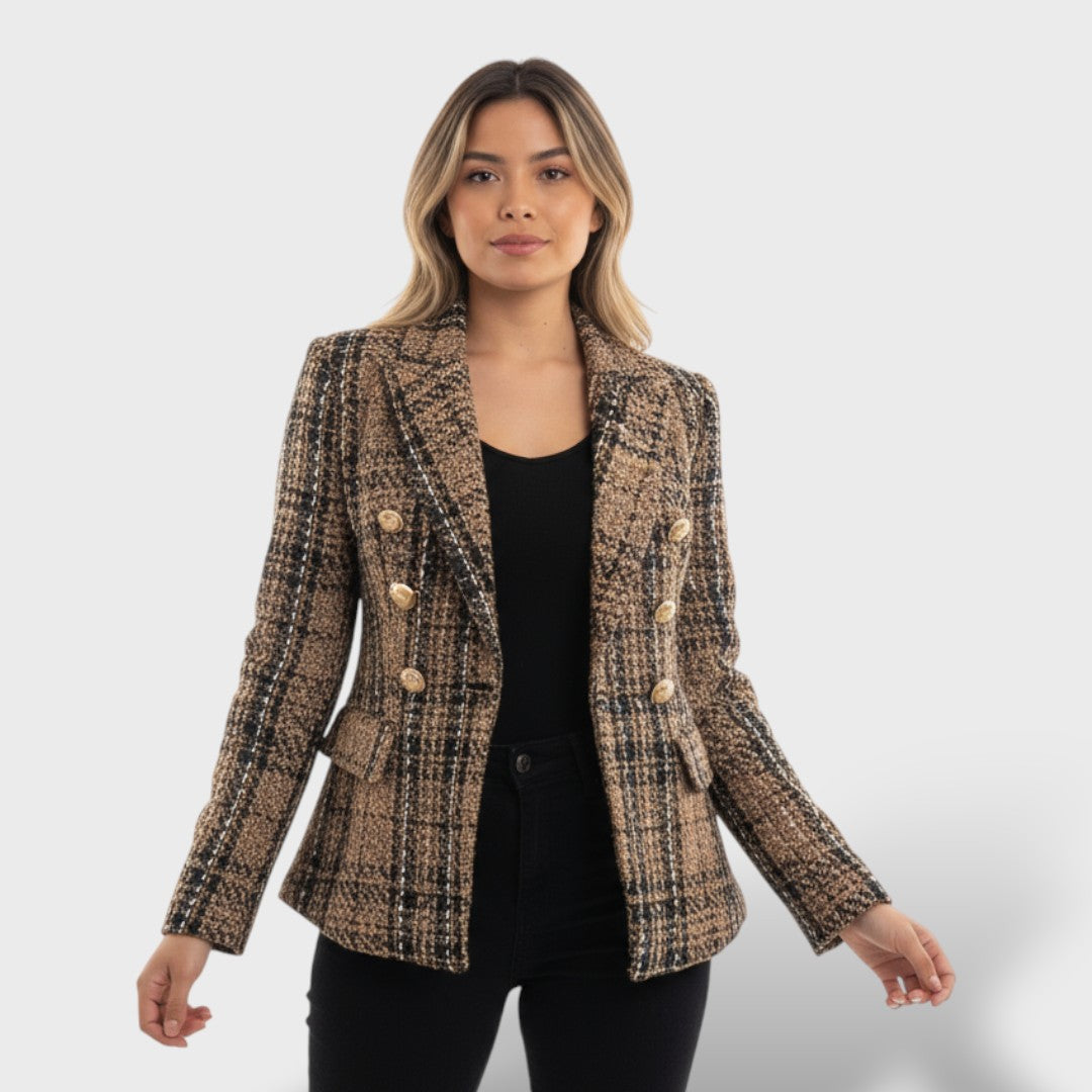 Blazer a cuadros elegante mujer