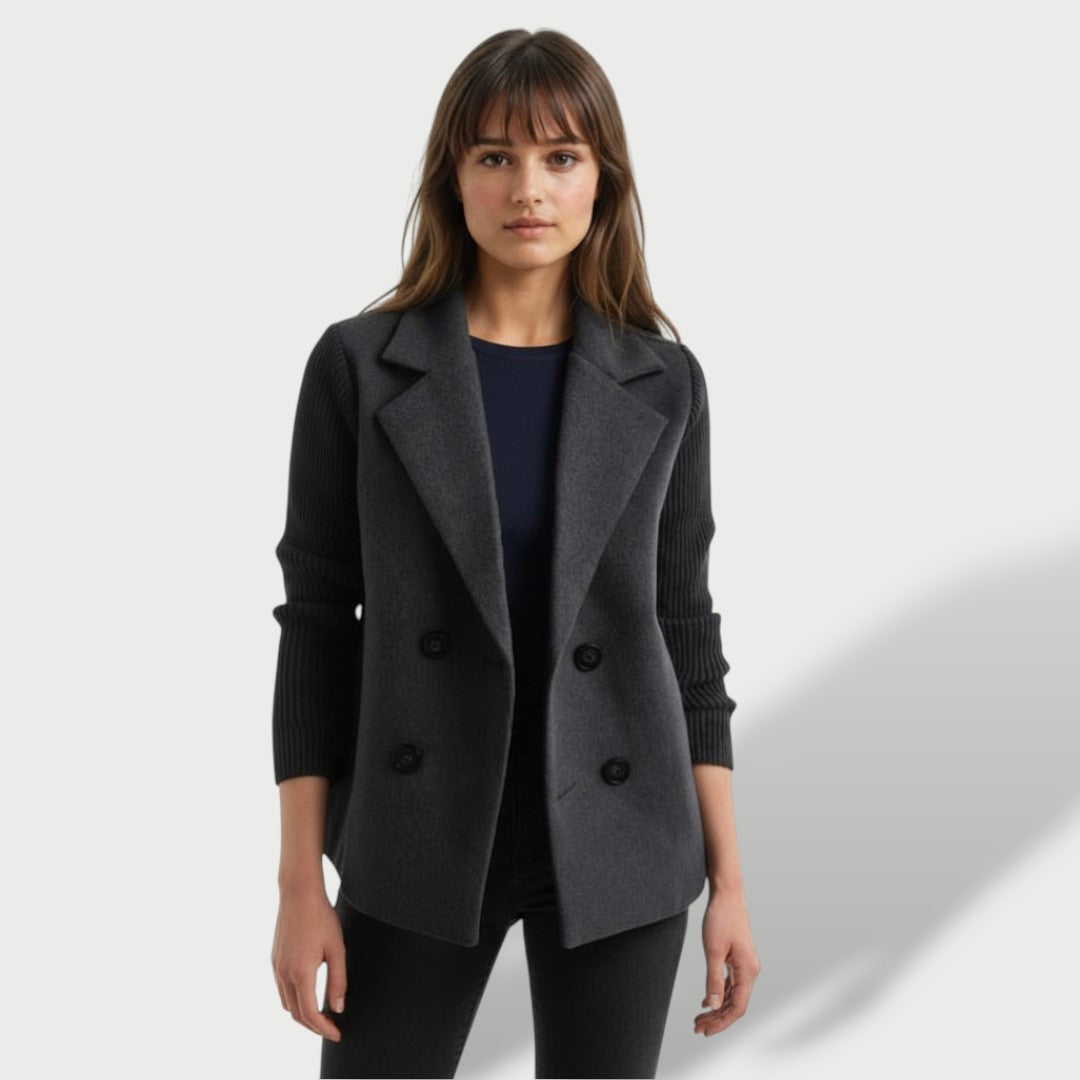 Blazer Mujer Elegante Amora con Mangas de Punto a Rayas