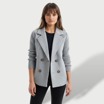 Blazer Mujer Elegante Amora con Mangas de Punto a Rayas