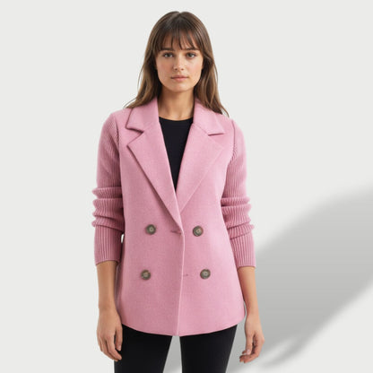 Blazer Mujer Elegante Amora con Mangas de Punto a Rayas