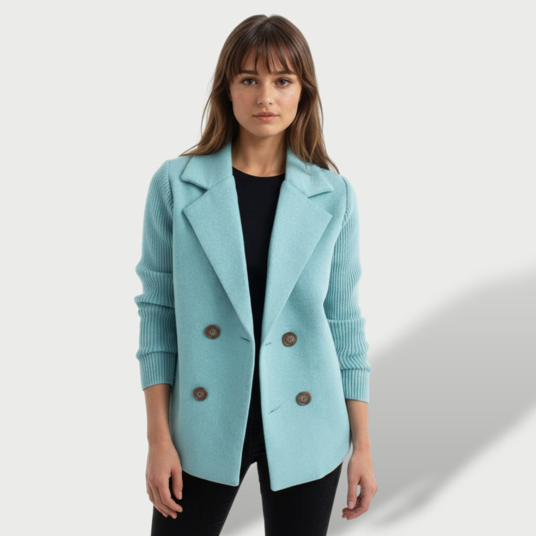 Blazer Mujer Elegante Amora con Mangas de Punto a Rayas