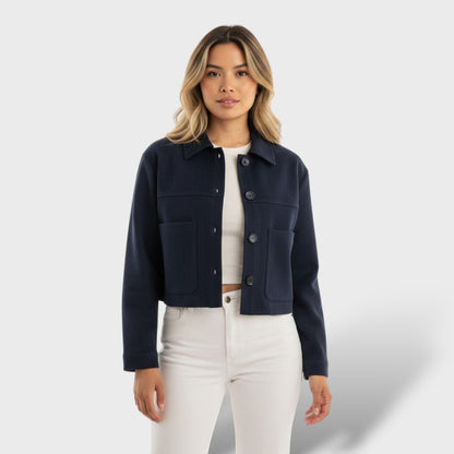 Chaqueta Corta de Antelina con Bolsillos