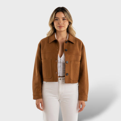 Chaqueta Corta de Antelina con Bolsillos