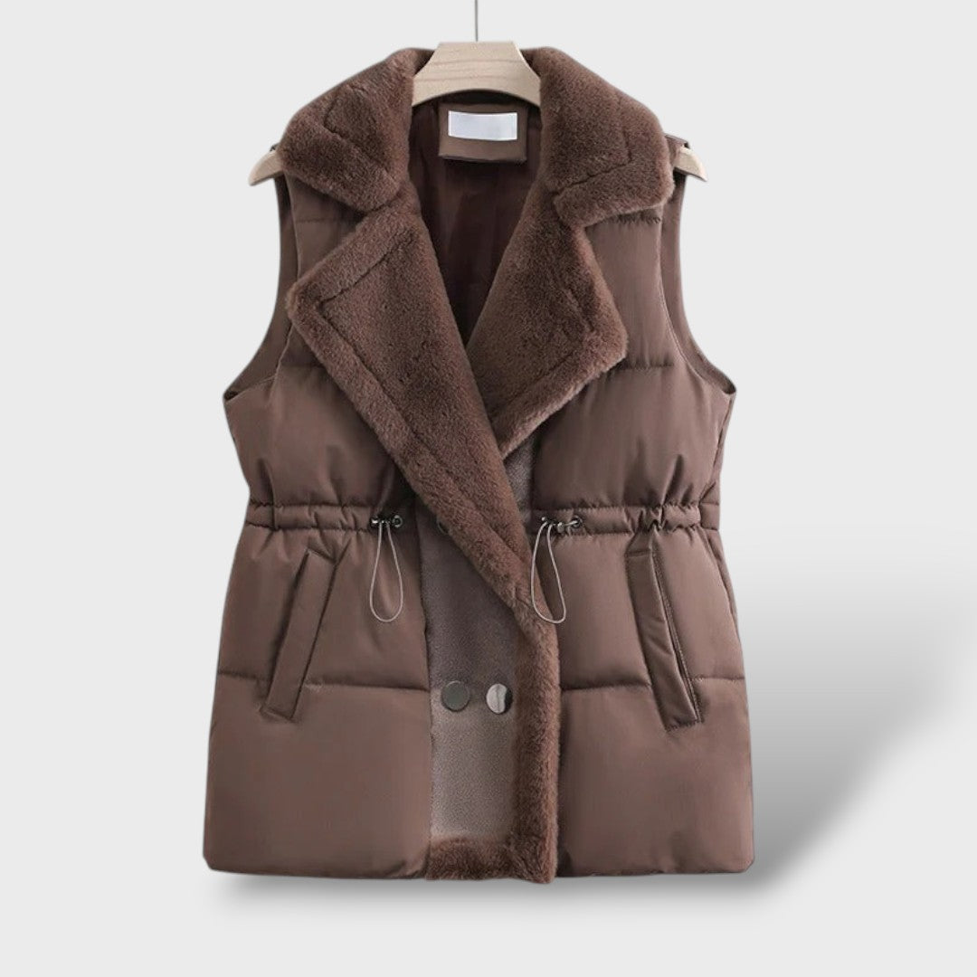 Chaleco Acolchado Mujer Elegante con Cintura Ajustable