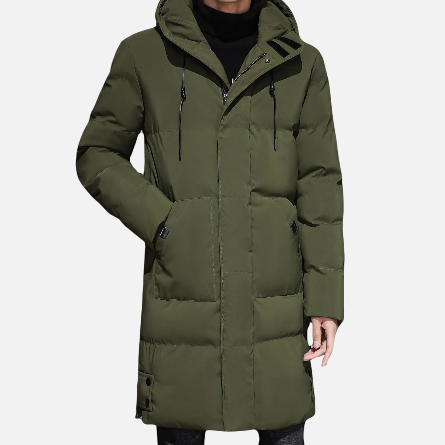 Chaqueta Hombre Invierno Acolchada Larga con Capucha