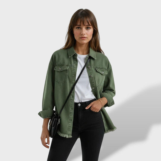 María Chaqueta vaquera oversize para mujer con botones y bolsillos